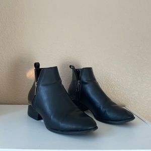 Black Leather Heeled Booties